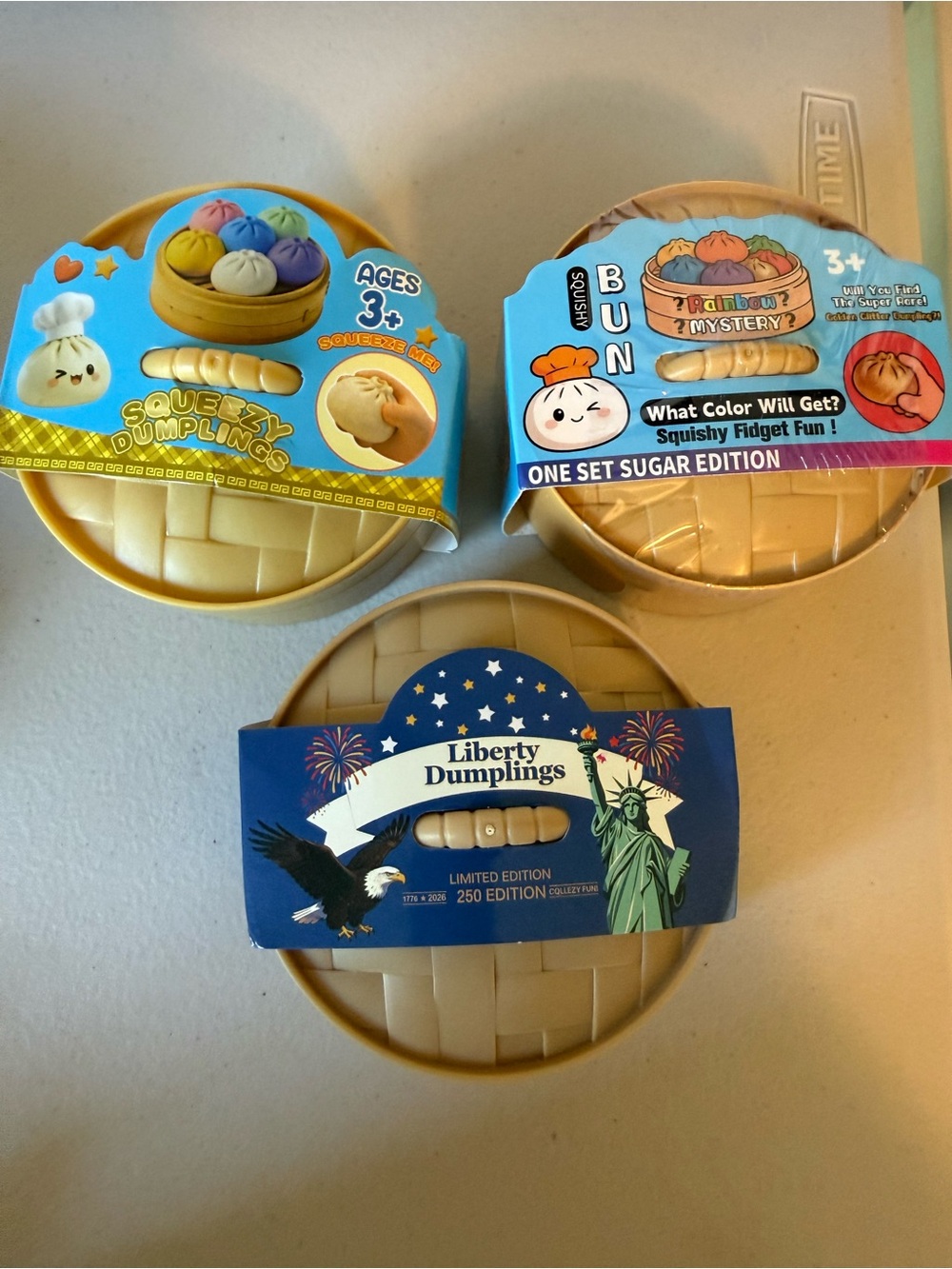 Liberty Dumplings & Rainbow Mystery Squeezy Dumpling Fidget Set of 3